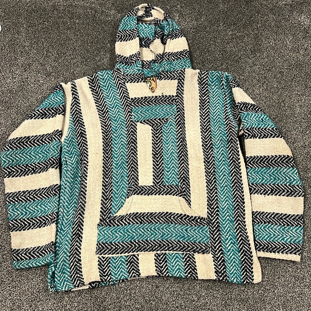 Turquoise and white Baja sweatshirt